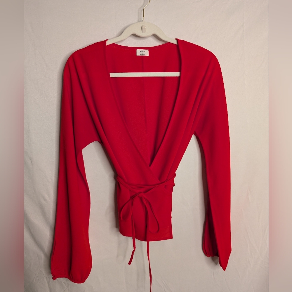 Wilfred Bold Red Wrap Top